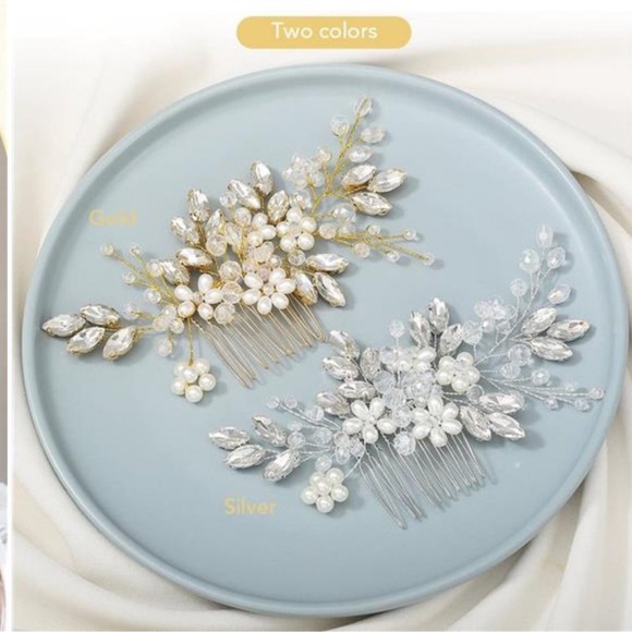 Bride Wedding Hair Comb Pearl Flower Hair Piece Rhinestone Bridal  Accessories main image 5